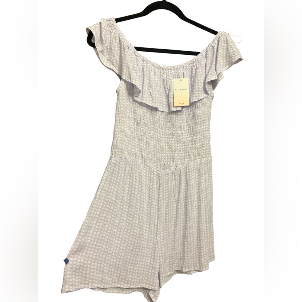 Kiwi and Punch Miami Lavender Off-Shoulder Romper Sz L